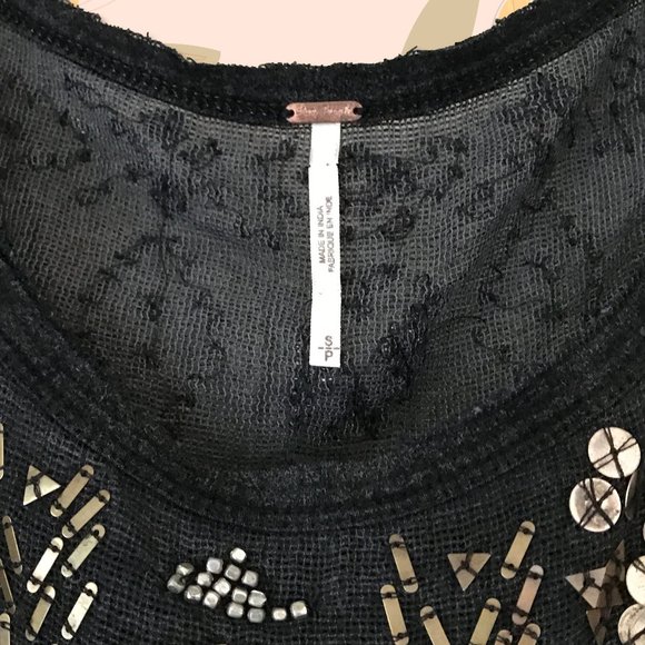 Free People Distressed Metallic Embellished top 🖤✨ - Picture 3 of 5